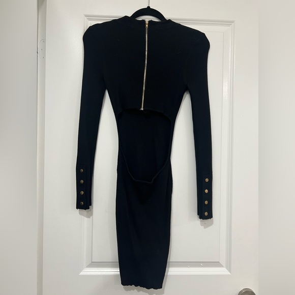 Backless ribbed knit long sleeve dress - Picture 2 of 2